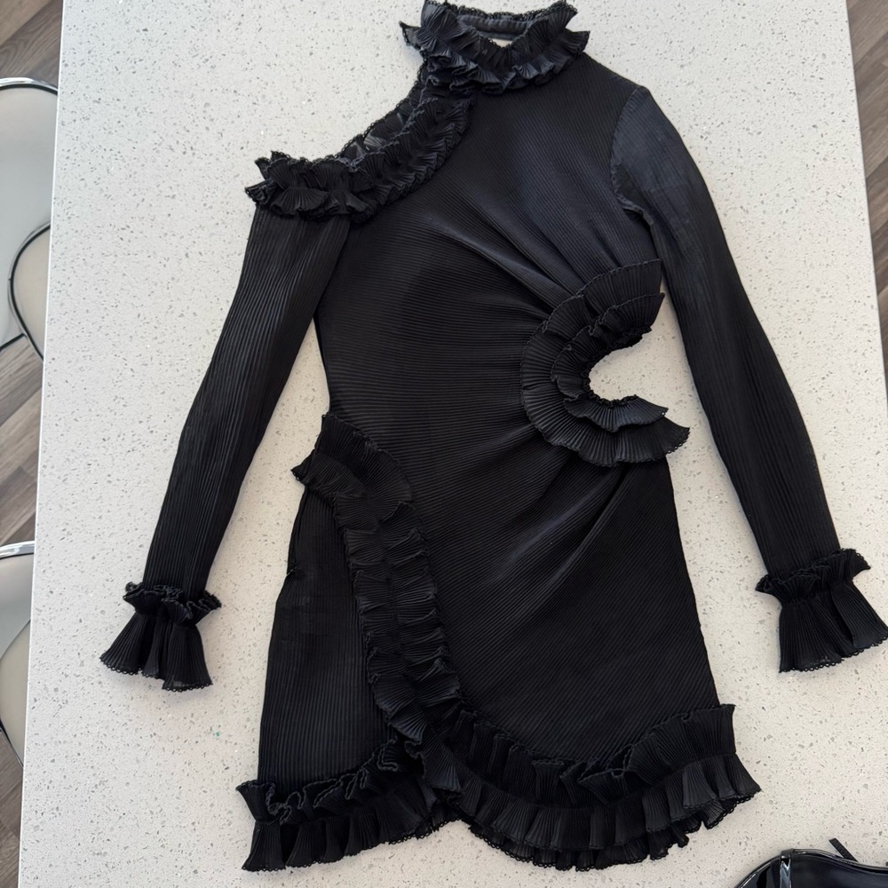 Zimmermann Black Fringe Detail Dress